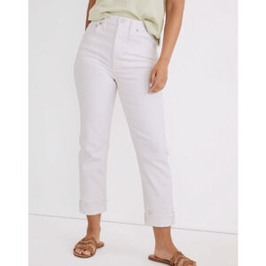 Madewell The High-Rise Slim Boyjean in Tile White 28